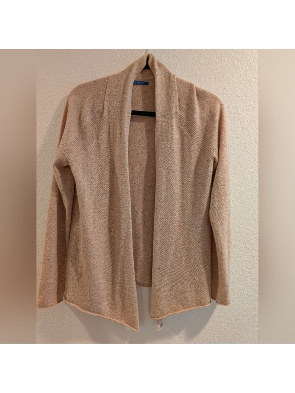Cashmere Open Front Beige Speckled Cardigan Small